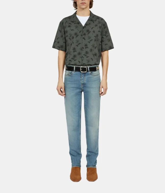 Men Khaki Palm Tree Print Short Sleeve Shirt THE KOOPLES Shirts