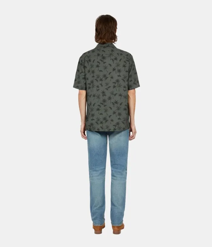 Men Khaki Palm Tree Print Short Sleeve Shirt THE KOOPLES Shirts