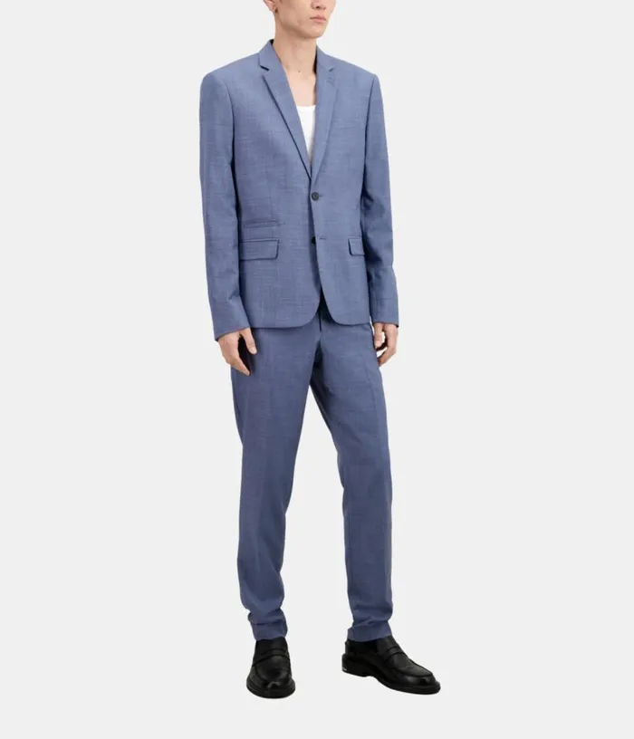 Men Light Blue Wool Suit Jacket THE KOOPLES Blazers and Suits