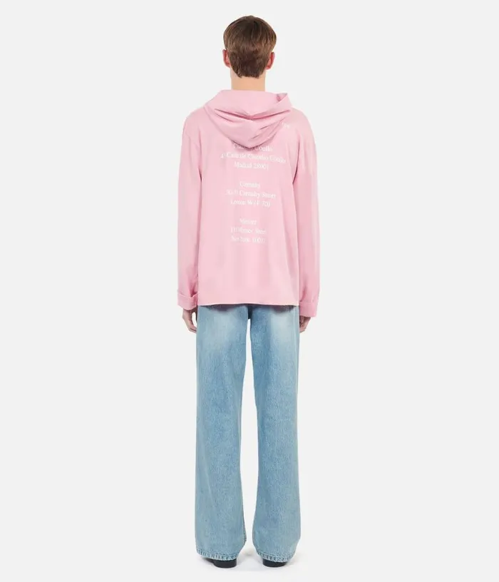 Men Longsleeved Pink Hooded Locations Serigraphy Tshirt THE KOOPLES Tshirts