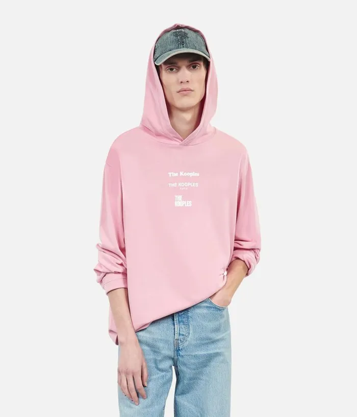 Men Longsleeved Pink Hooded Locations Serigraphy Tshirt THE KOOPLES Tshirts