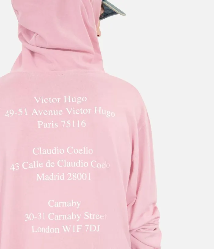 Men Longsleeved Pink Hooded Locations Serigraphy Tshirt THE KOOPLES Tshirts
