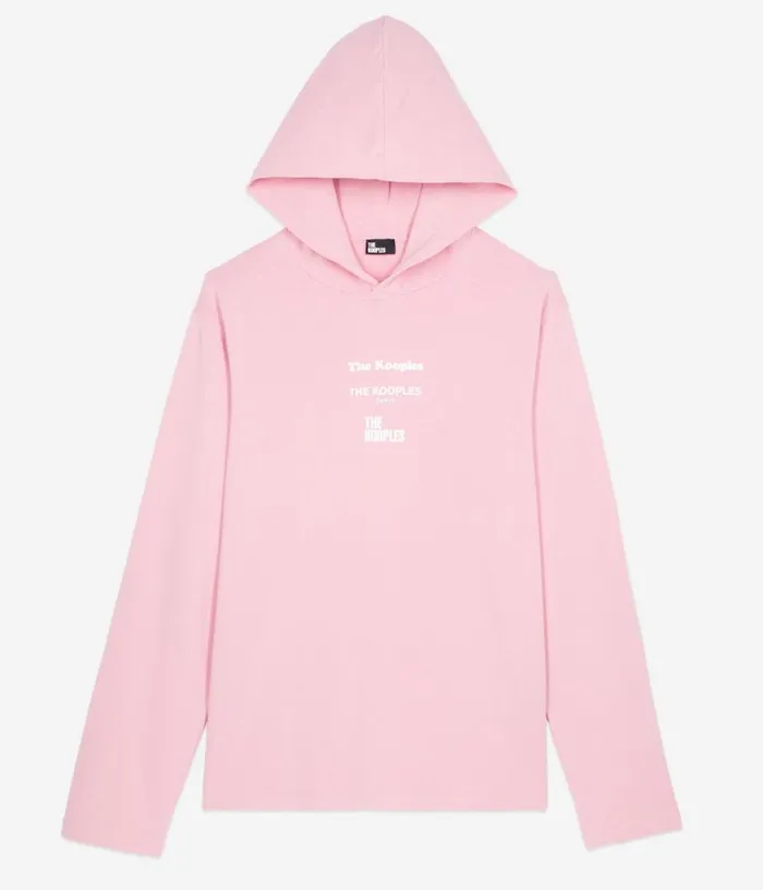 Men Longsleeved Pink Hooded Locations Serigraphy Tshirt THE KOOPLES Tshirts
