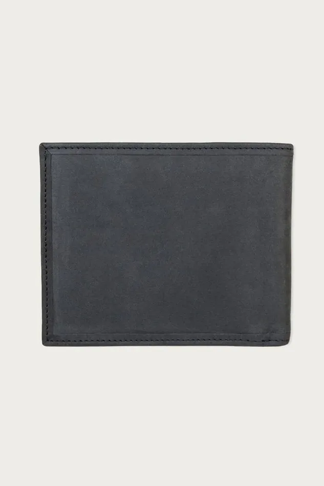 Men Lucky Brand Bags and Wallets Flag Embossed Leather Bifold Wallet Black