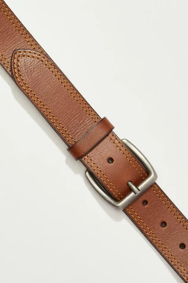 Men Lucky Brand Belts Stitch Detail Belt Medium Brown Men Lucky Brand Belts Stitch Detail Belt Medium Brown