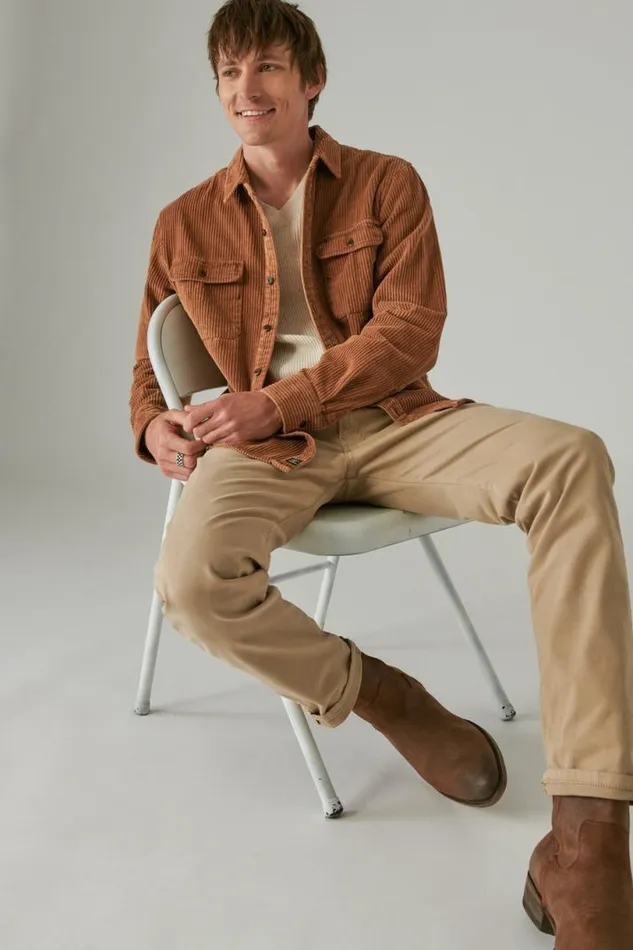 Men Lucky Brand ButtonDowns Corduroy Utility Long Sleeve Shirt Thrush