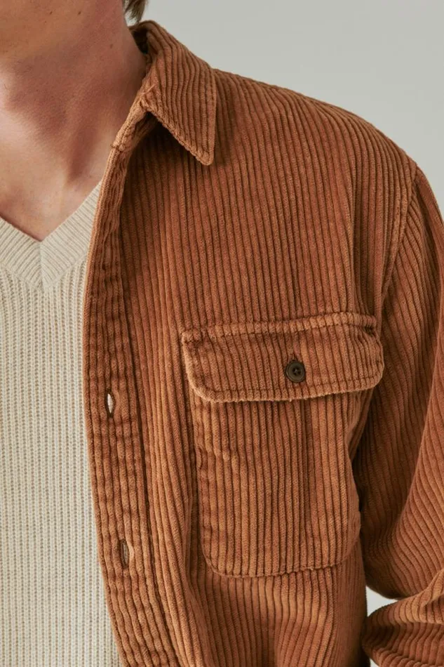 Men Lucky Brand ButtonDowns Corduroy Utility Long Sleeve Shirt Thrush