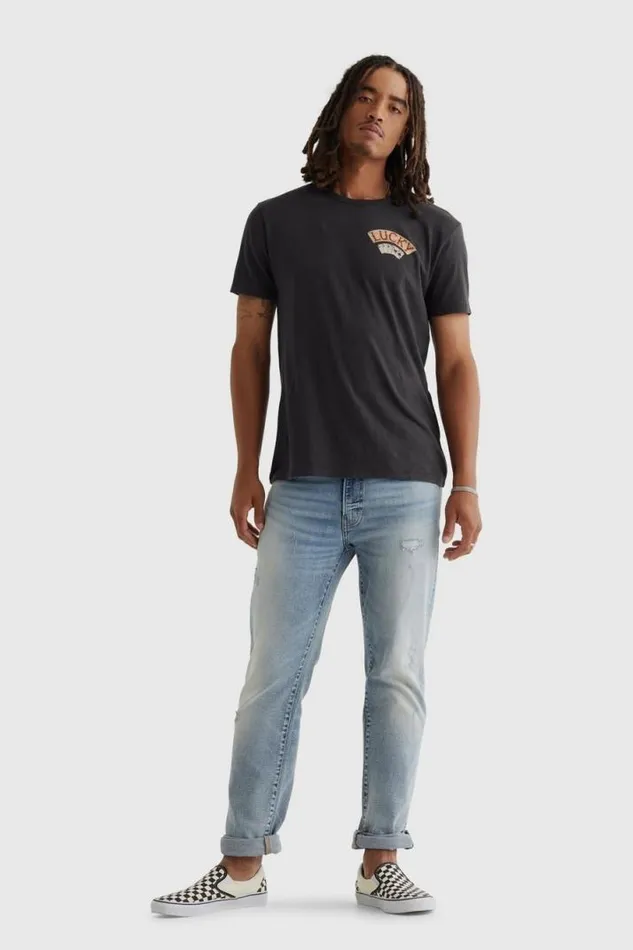 Men Lucky Brand Graphic Tees Aces Over Eights Tee Jet Black