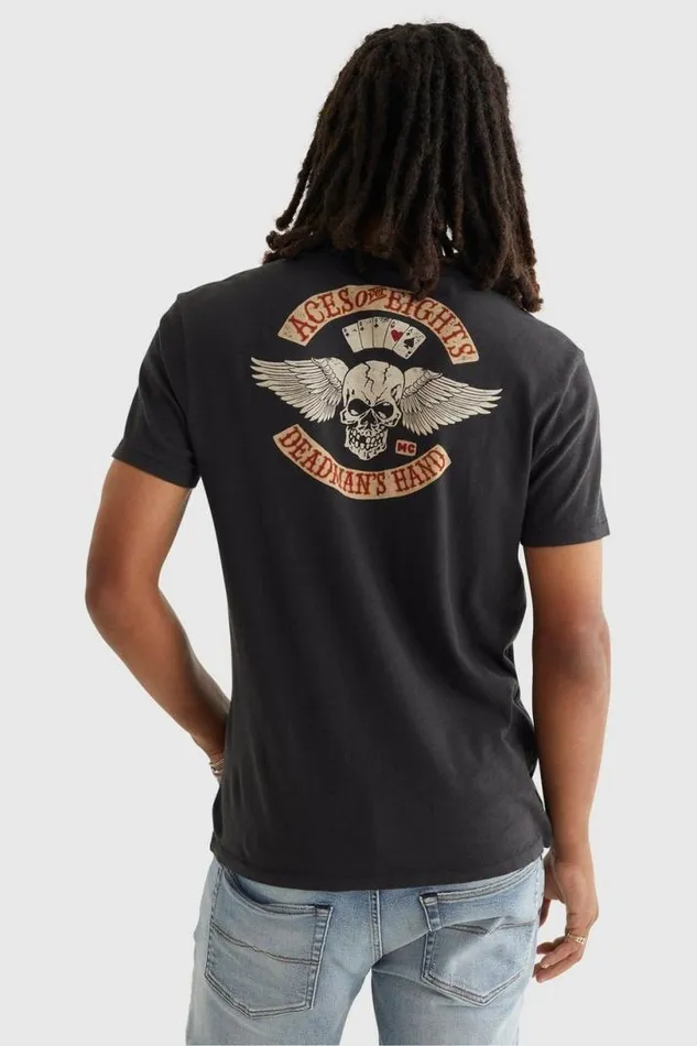 Men Lucky Brand Graphic Tees Aces Over Eights Tee Jet Black