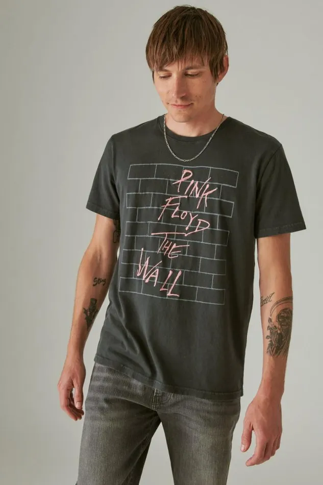 Men Lucky Brand Graphic Tees Pink Floyd The Wall Jet Black