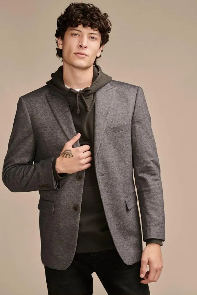 Men Lucky Brand Suit Separates Knit Blazer 4way Stretch Medium Grey