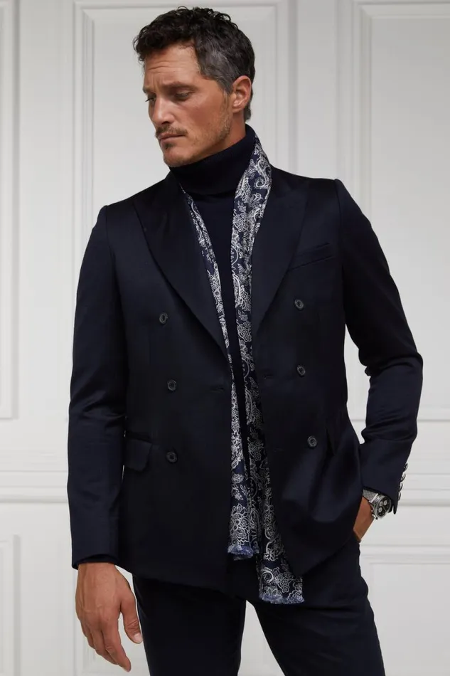 Men Men039s Silk Scarf Ink Navy Cream Paisley Holland Cooper Scarves