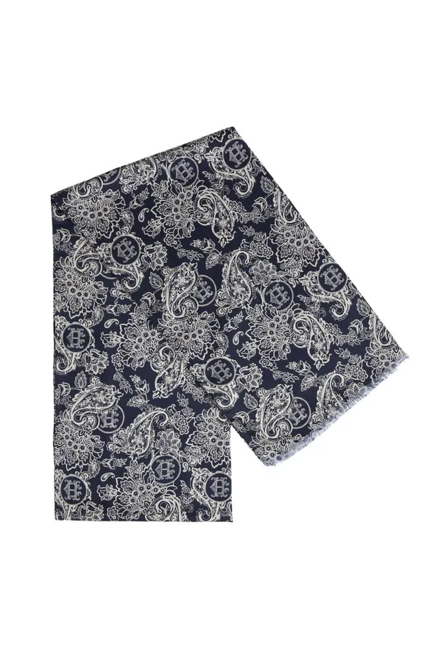 Men Men039s Silk Scarf Ink Navy Cream Paisley Holland Cooper Scarves
