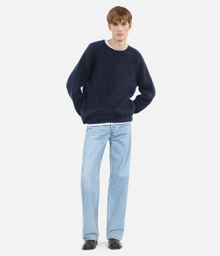 Men Navy Blue Mohair And Wool Sweater THE KOOPLES Sweaters
