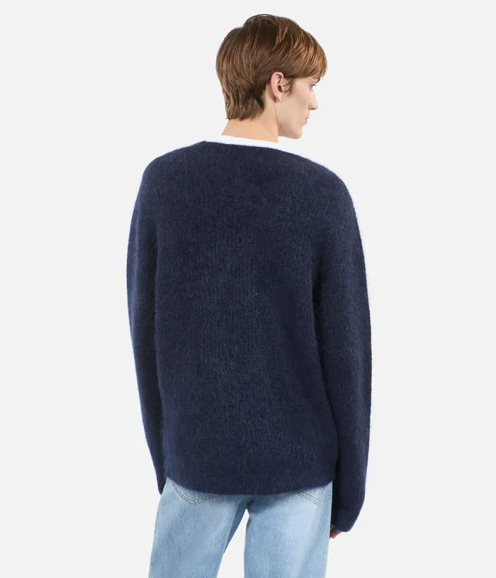 Men Navy Blue Mohair And Wool Sweater THE KOOPLES Sweaters