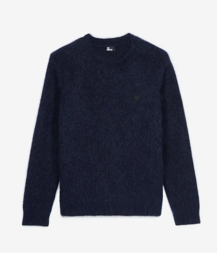 Men Navy Blue Mohair And Wool Sweater THE KOOPLES Sweaters