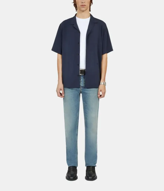 Men Navy Blue Shortsleeved Shirt THE KOOPLES Shirts
