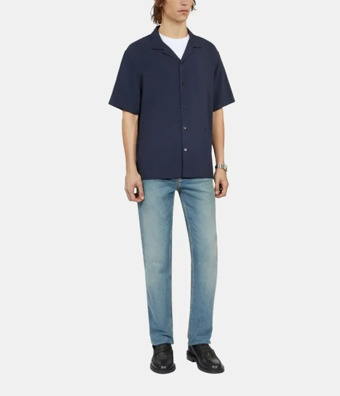 Men Navy Blue Shortsleeved Shirt THE KOOPLES Shirts