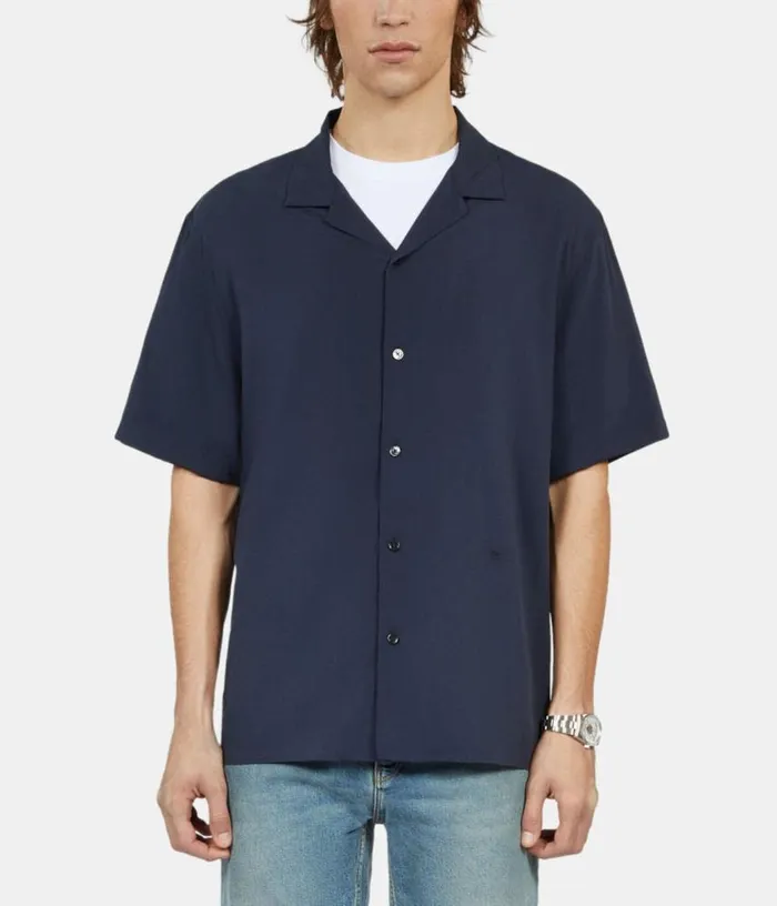 Men Navy Blue Shortsleeved Shirt THE KOOPLES Shirts