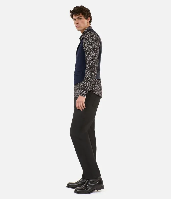 Men Navy Blue Wool Blend Waistcoat THE KOOPLES Blazers and Suits
