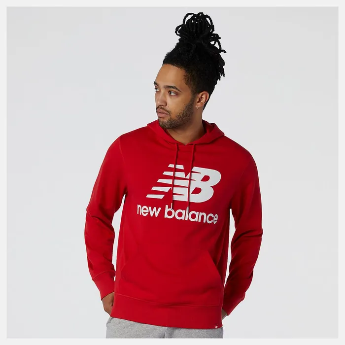 Men NB Essentials Pullover Hoodie Team Red Inline New Balance Hoodies and Sweatshirts