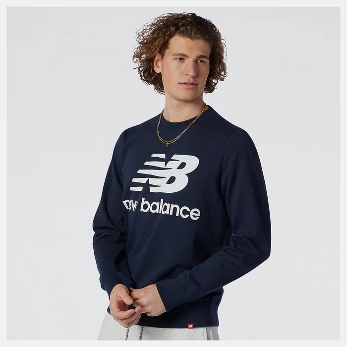 Men NB Essentials Stacked Logo Crew Eclipse New Balance Hoodies and Sweatshirts