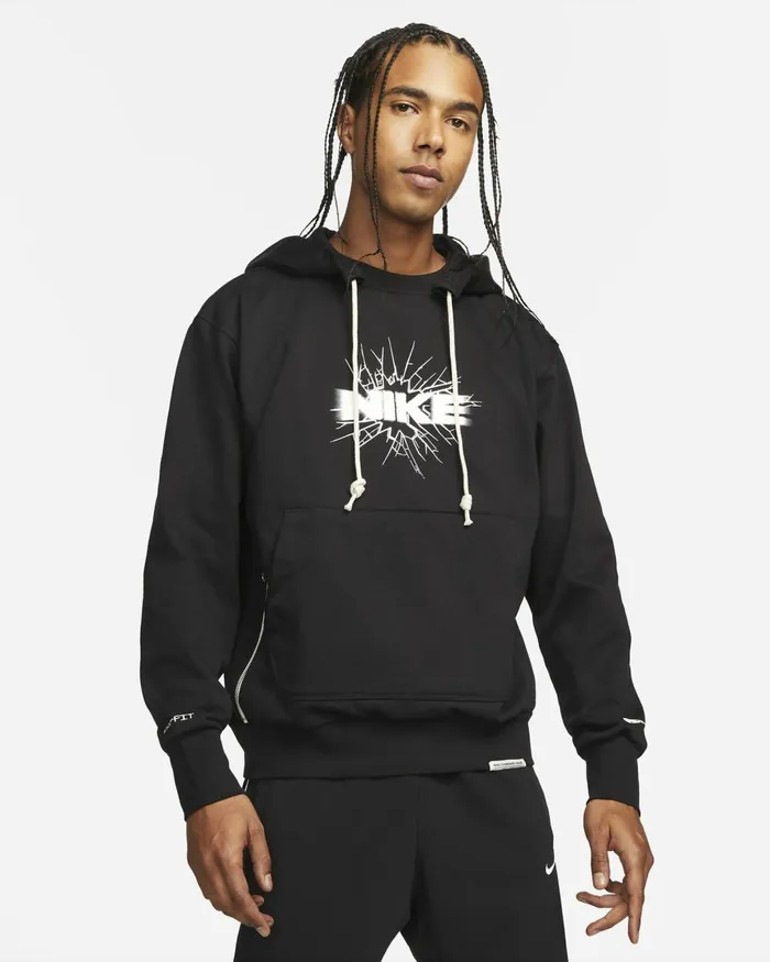 Men Nike Hoodies And Sweatshirts DriFIT Standard Issue Blackwhite