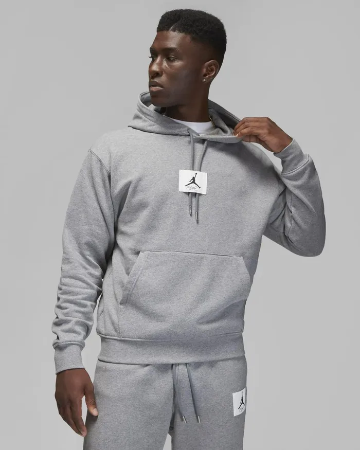 Men Nike Hoodies And Sweatshirts Jordan Flight Fleece Carbon Heathersail