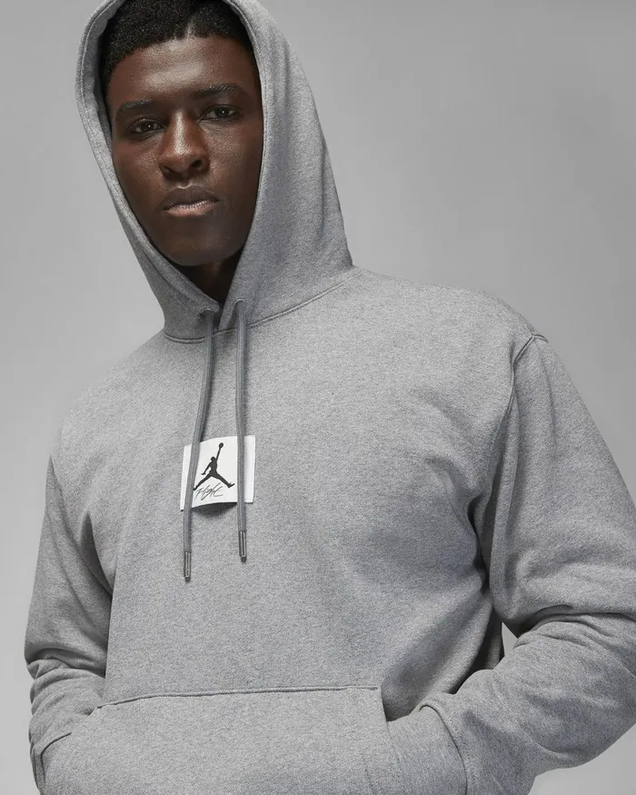Men Nike Hoodies And Sweatshirts Jordan Flight Fleece Carbon Heathersail