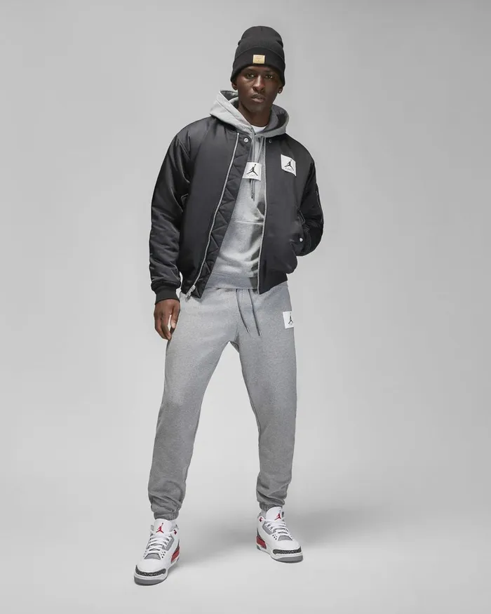 Men Nike Hoodies And Sweatshirts Jordan Flight Fleece Carbon Heathersail