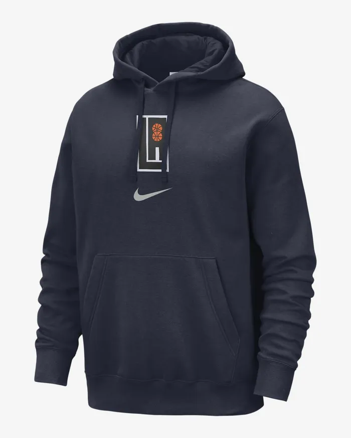 Men Nike Hoodies And Sweatshirts LA Clippers Club Fleece City Edition College Navy