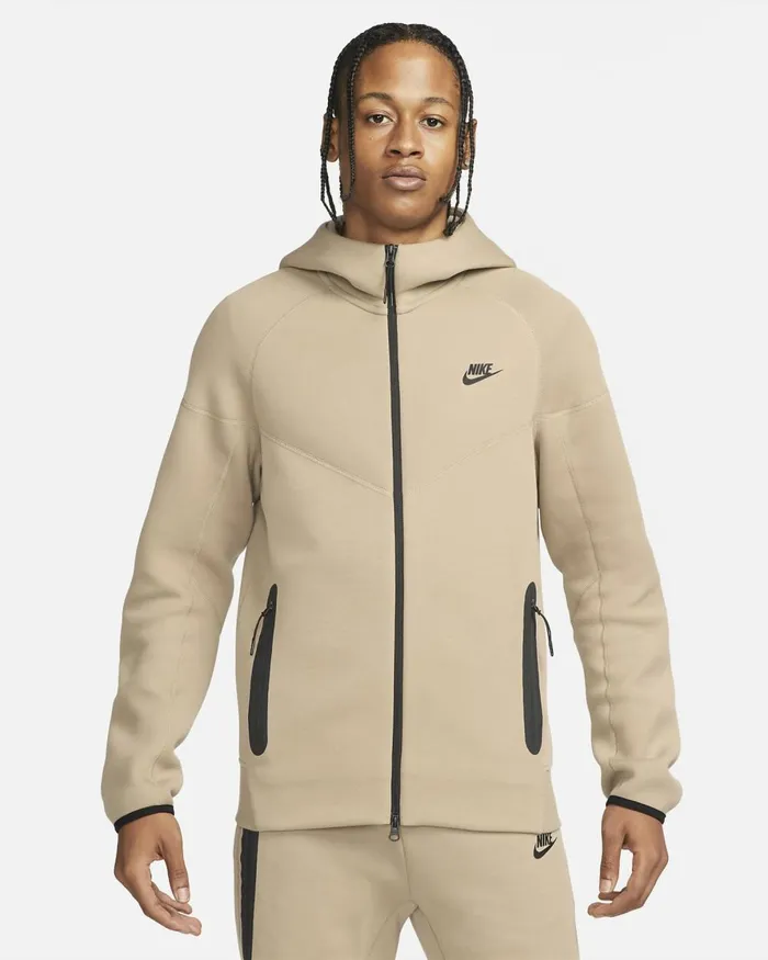 Men Nike Hoodies And Sweatshirts Sportswear Tech Fleece Windrunner Khakiblack