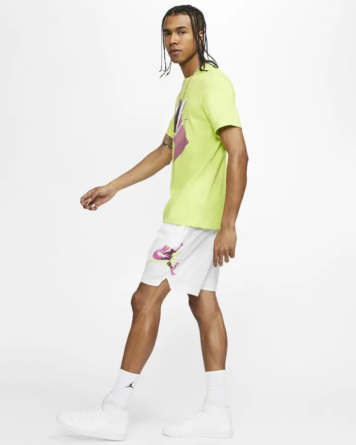 Men Nike Shorts Jordan Jumpman Poolside Whitecyberactive Fuchsia