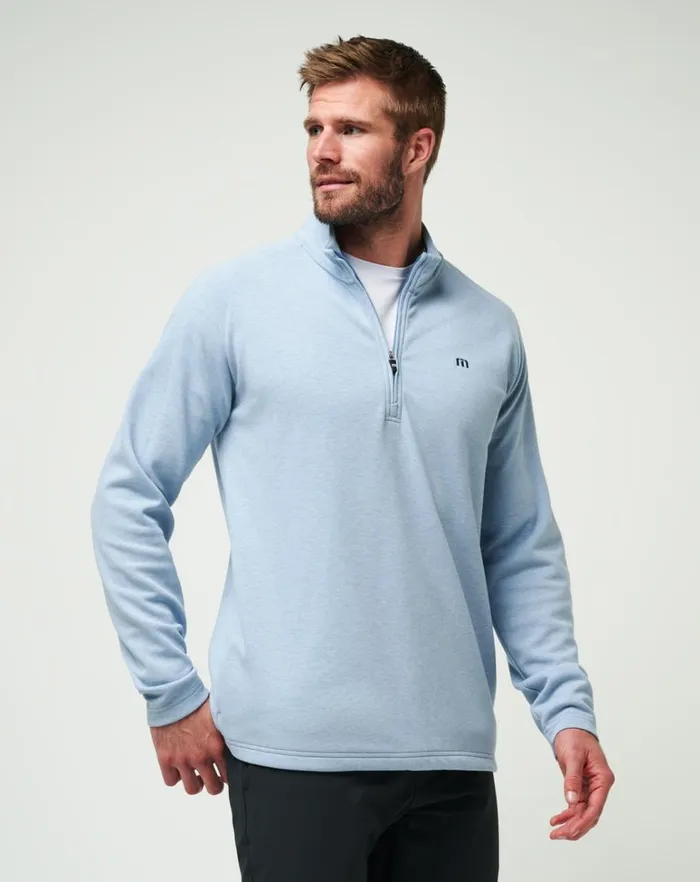 Men Quarter Zips TravisMathew UPGRADED QUARTER ZIP Light Blue Men Quarter Zips TravisMathew UPGRADED QUARTER ZIP Light Blue