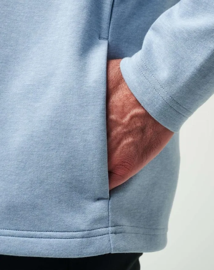 Men Quarter Zips TravisMathew UPGRADED QUARTER ZIP Light Blue Men Quarter Zips TravisMathew UPGRADED QUARTER ZIP Light Blue