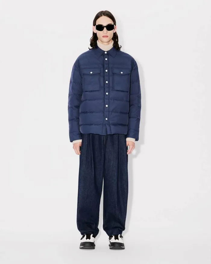 Men Quilted Padded Overshirt Midnight Blue Kenzo Jackets And Coats