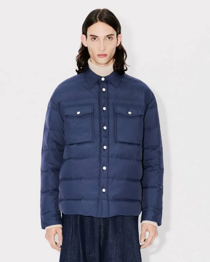 Men Quilted Padded Overshirt Midnight Blue Kenzo Jackets And Coats
