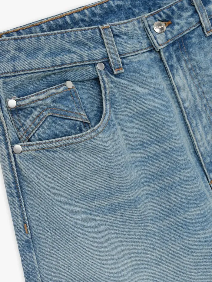 Men Rhude Denim DROP CROTCH DENIM SHORTS Indigo