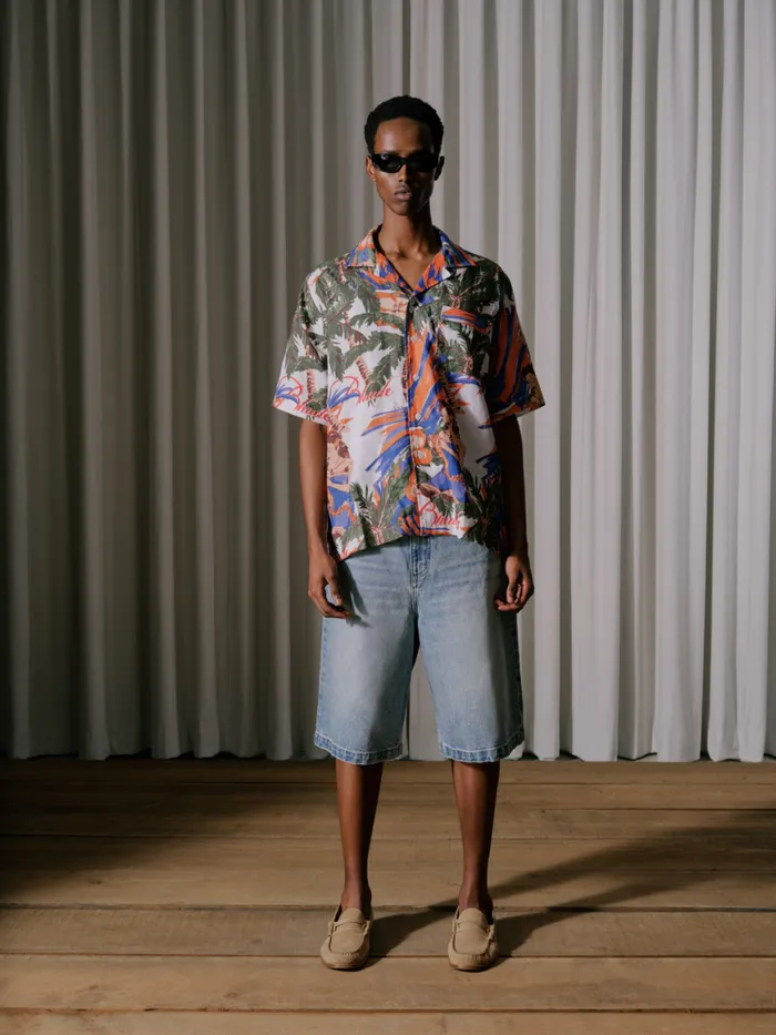 Men Rhude Denim DROP CROTCH DENIM SHORTS Indigo