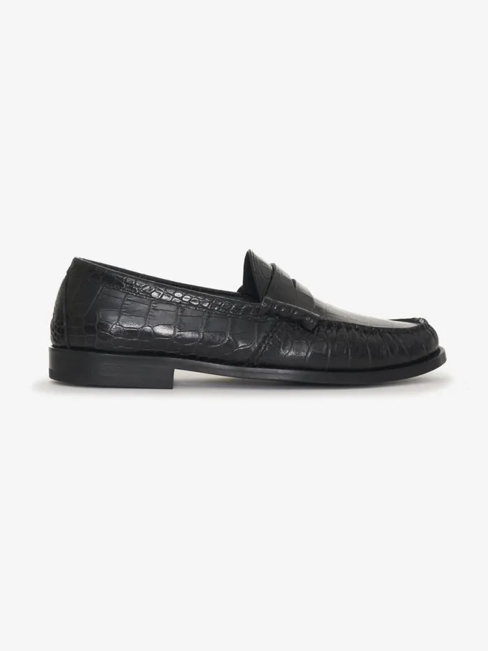 Men Rhude Footwear CROC SLIP ON LOAFER Black Croc