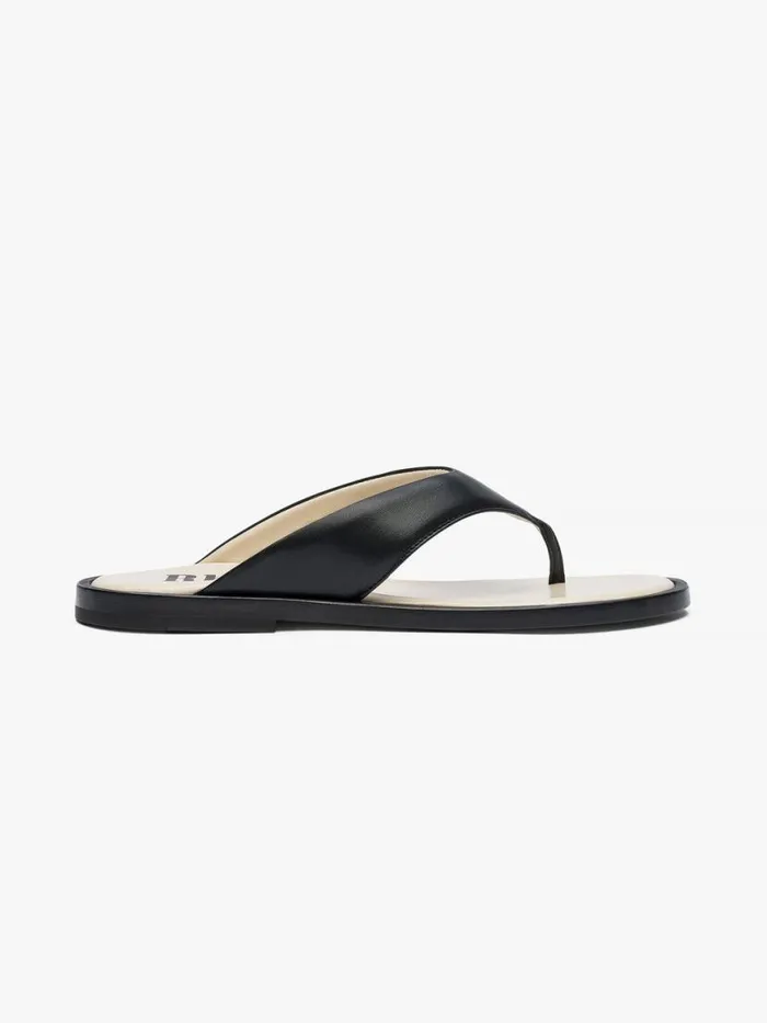 Men Rhude Footwear LOUNGE THONG FLIP FLOPS Blackcreme