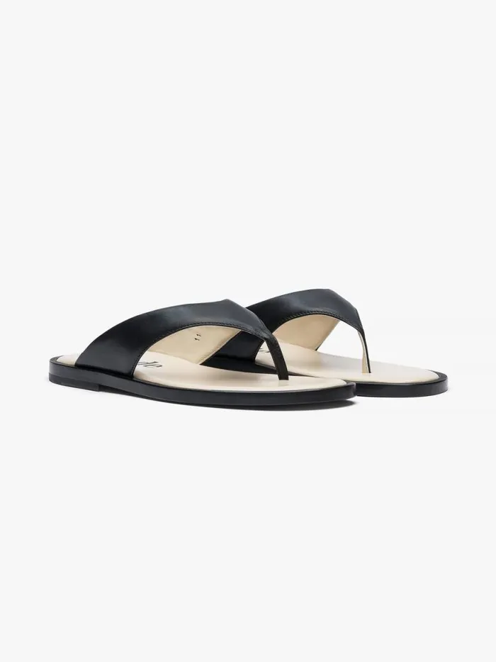 Men Rhude Footwear LOUNGE THONG FLIP FLOPS Blackcreme