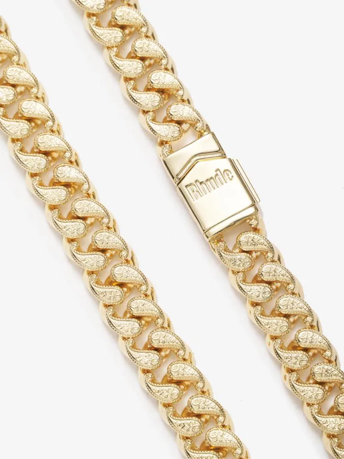 Men Rhude Jewelry PAISLEY CUBAN LINK NECKLACE 925 W 18kt Vermeil