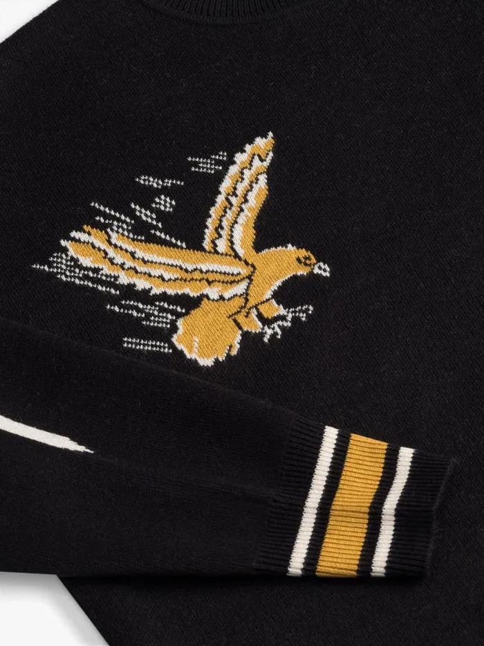 Men Rhude Luxe Knitwear EAGLE SOUVENIR KNIT CREWNECK Blackyellowcreme