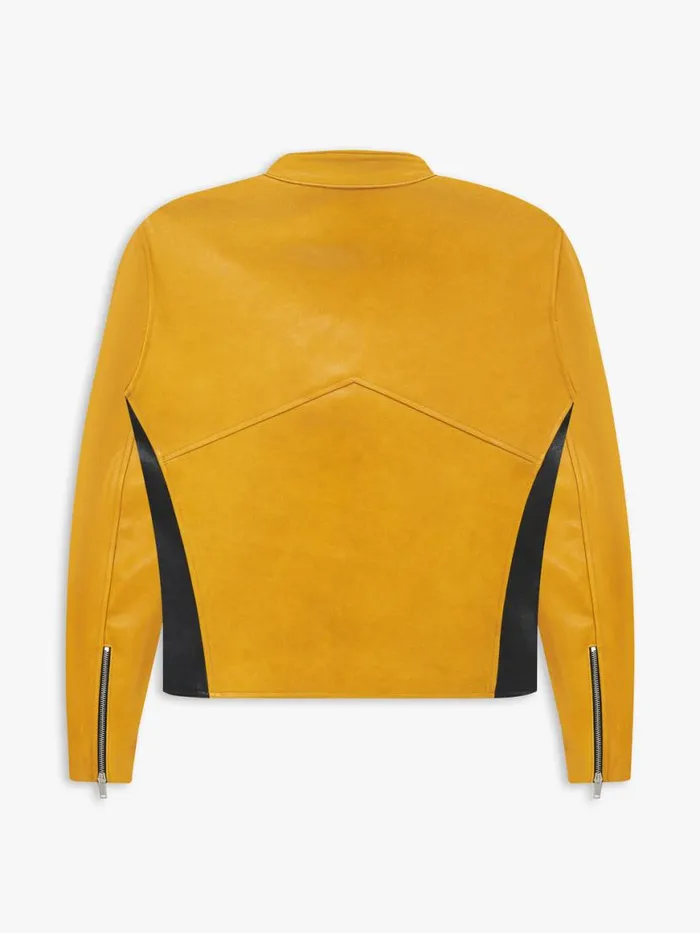 Men Rhude Outerwear LEATHER RACING JACKET Crememustard