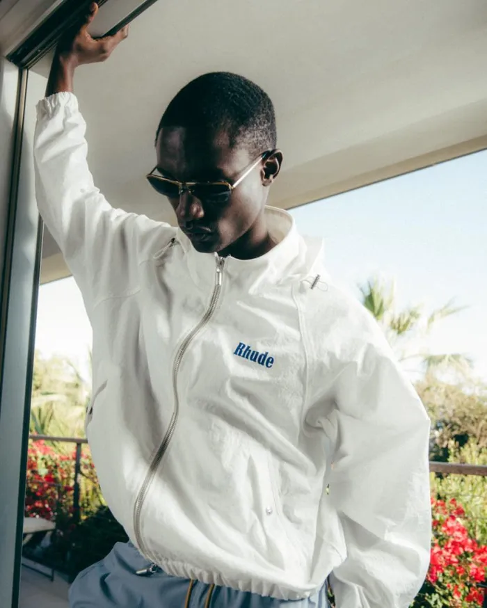 Men Rhude Outerwear PALM TRACK JACKET White