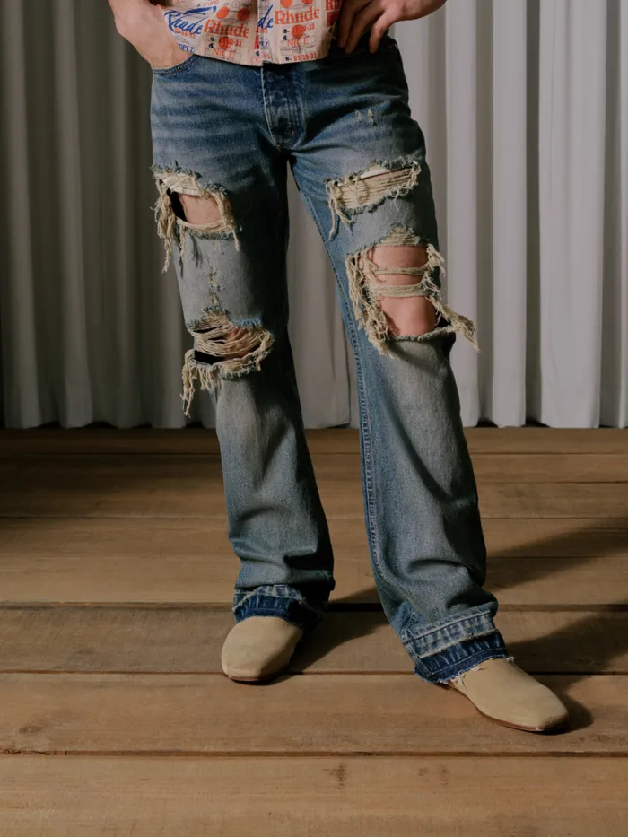 Men Rhude Pants BEACH BUM DENIM Dark Indigo