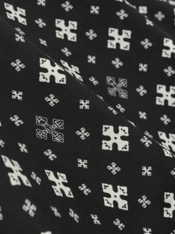 Men Rhude Shirts CROSS BANDANA RAYON SHIRT Blackwhite