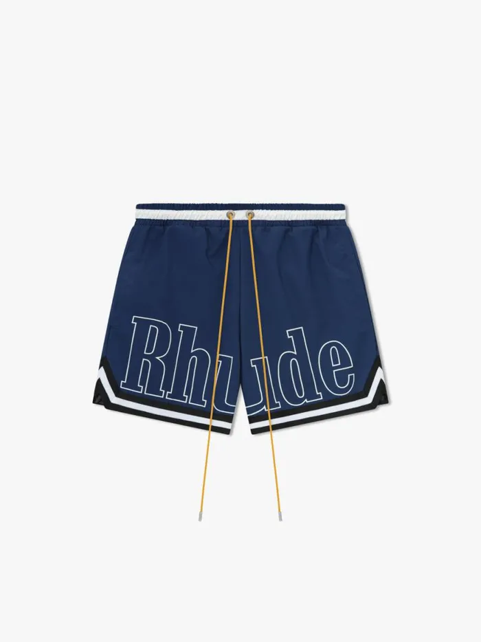Men Rhude Shorts BASKETBALL SWIM TRUNKS Blueblackwhite