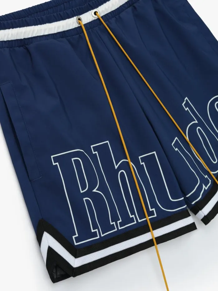 Men Rhude Shorts BASKETBALL SWIM TRUNKS Blueblackwhite